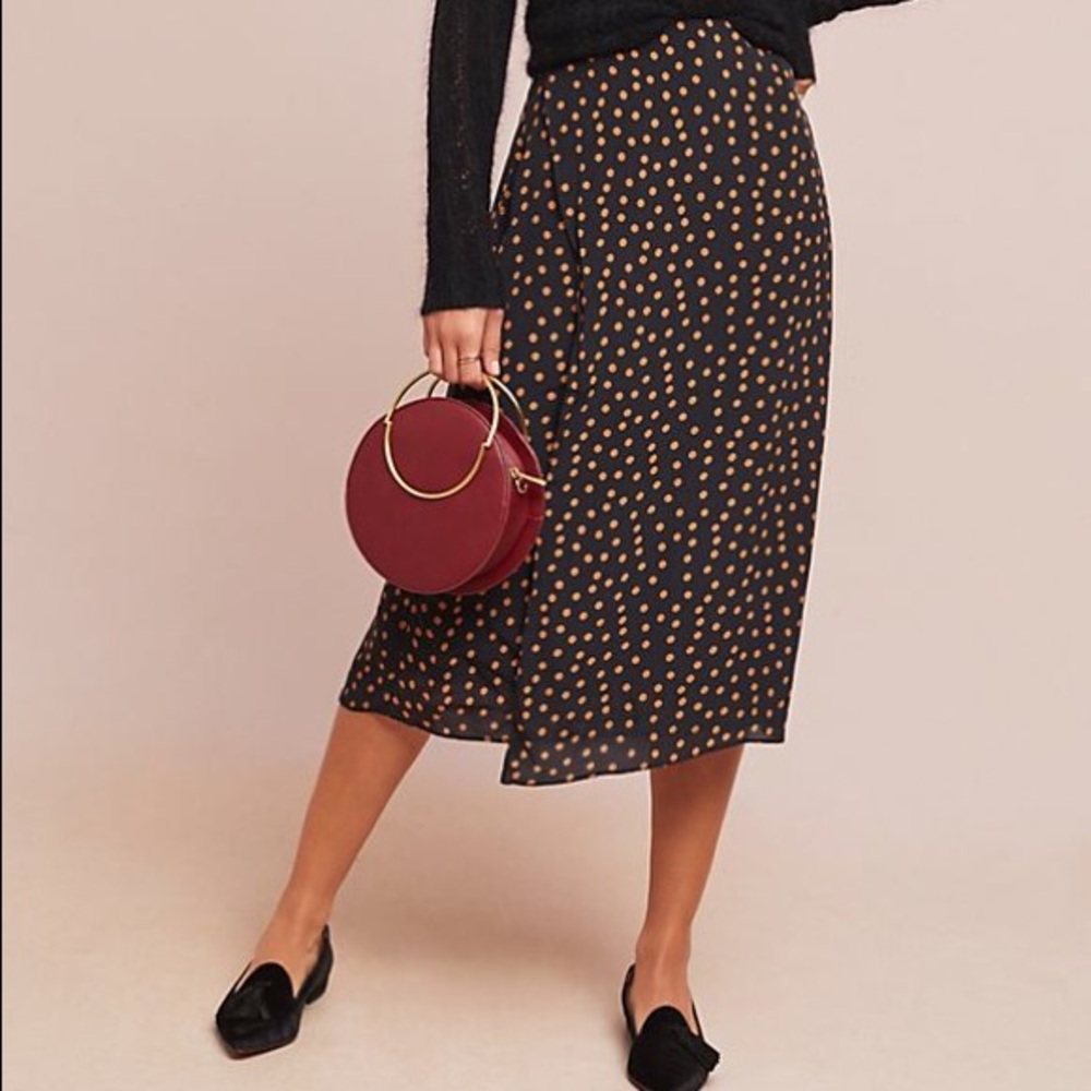 🆕NWT Anthropologie polka dot wrap midi skirt